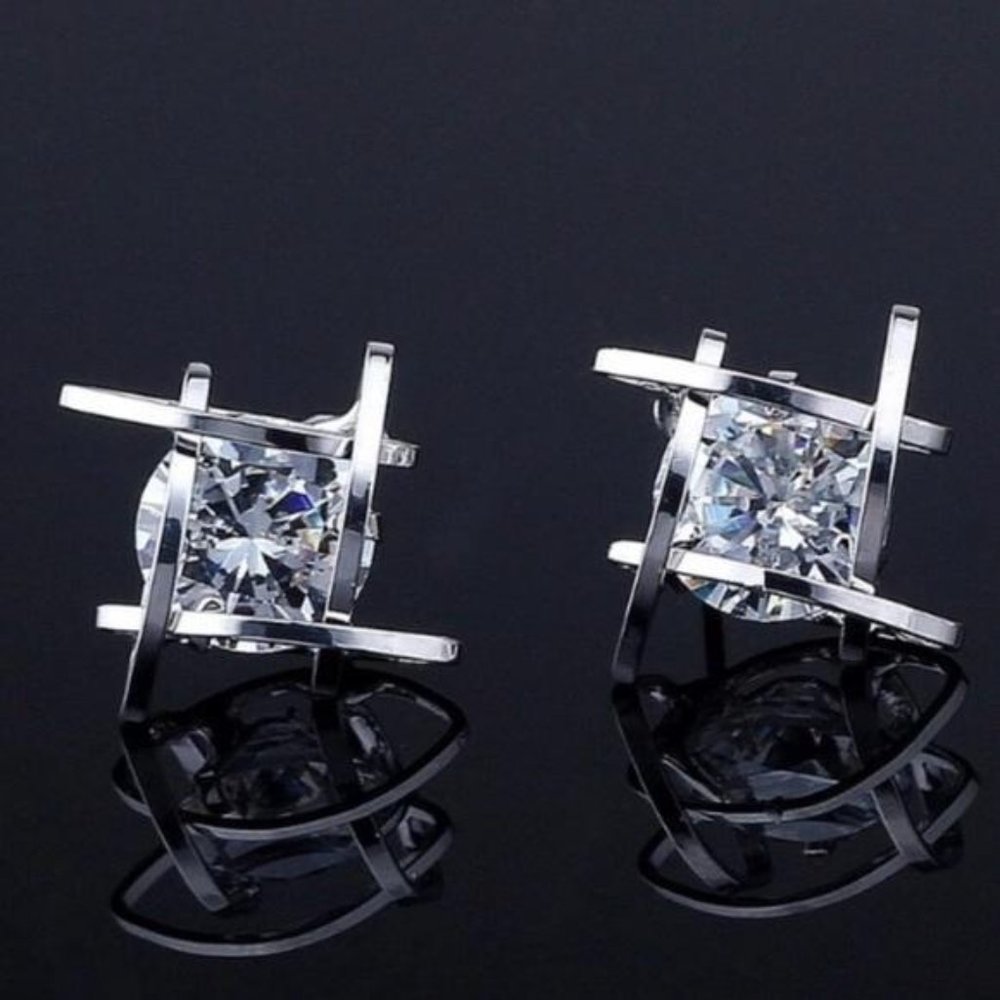 New Silver 3D Cage  Stud Earrings, beautiful Earrings, cute Earrings - Picture 2 of 6